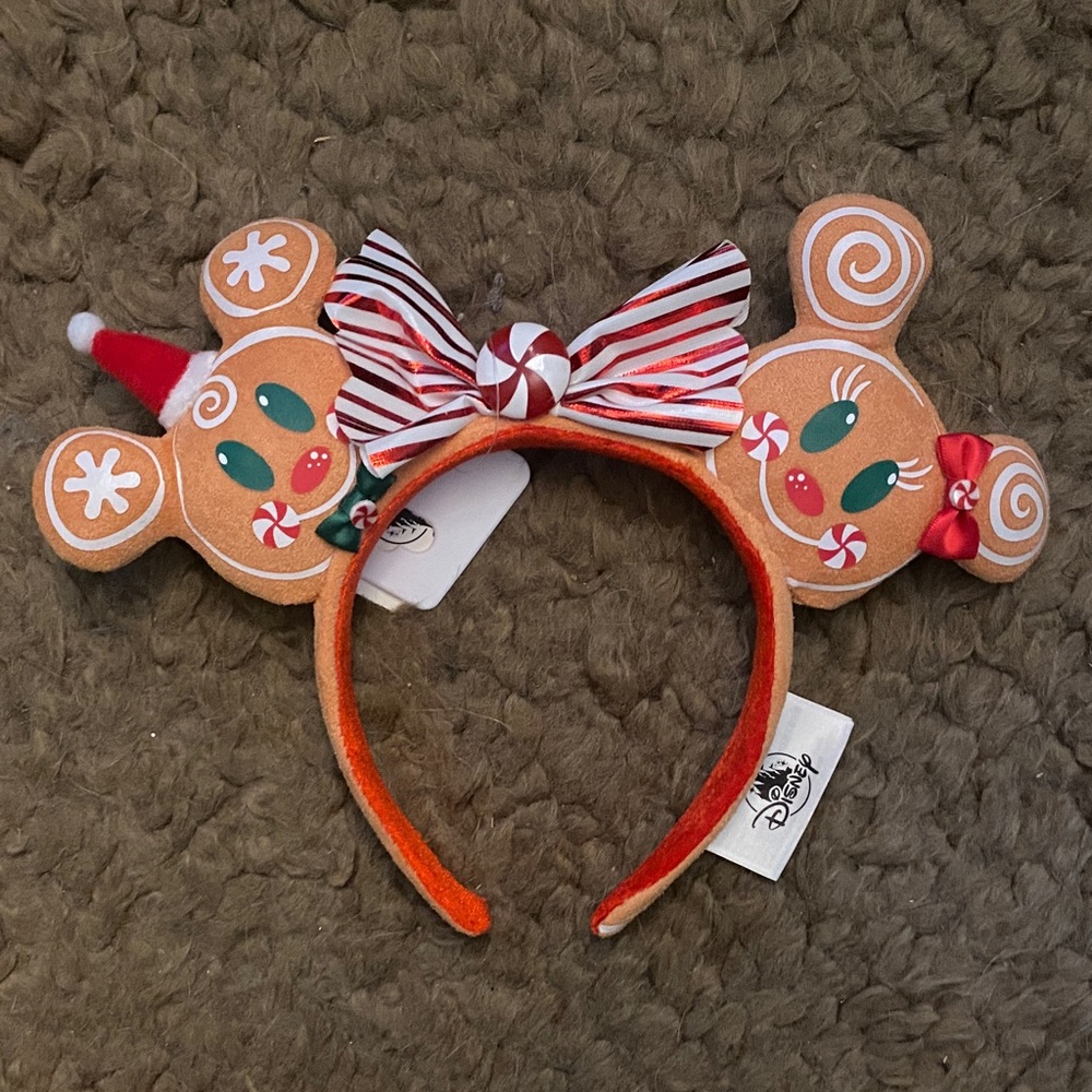 Disney Gingerbread Ears with Red and White Bow